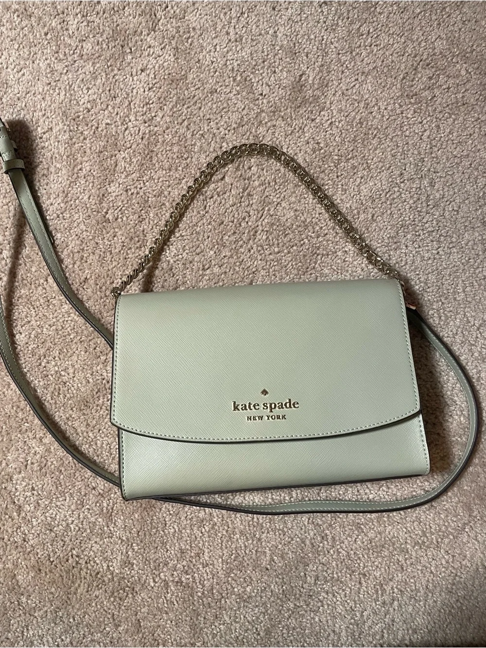 kate spade Pale Mint Leather Crossbody Bag with Gold Logo